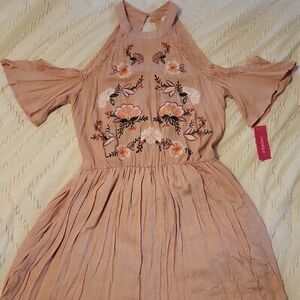 Xhilaration Pink Floral Embroidered Mini Dress